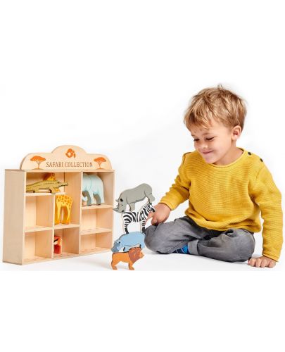 Комплект дървени фигурки Tender Leaf Toys - Диви животни в поставка - 3
