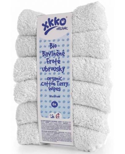Комплект хавлиени кърпи от памук Xkko - White, 21 х 21 cm, 6 броя  - 1