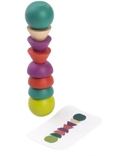 Комплект дървени форми за подреждане Miniland - Towering Beads - 3