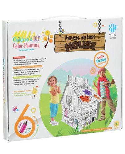 Детски комплект GОТ - Горска къща с животни за сглобяване и оцветяване - 1