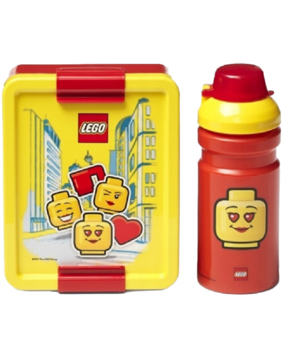 Комплект бутилка и кутия за храна Lego - Iconic Classic, червен, жълт - 1