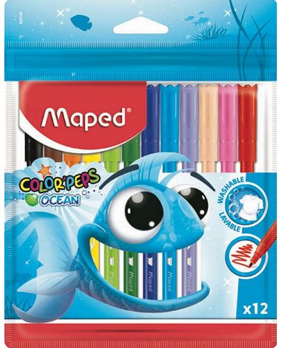 Комплект флумастери Maped Color Peps - Ocean, 12 цвята - 1