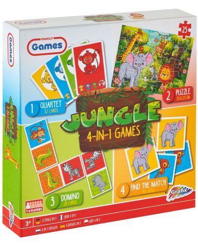 Комплект детски игри Grafix - Джунгла, 4 в 1 - 1