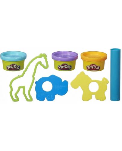 Комплект Play-Doh - Моделин и фигурки на животни, 3 х 84 g - 2