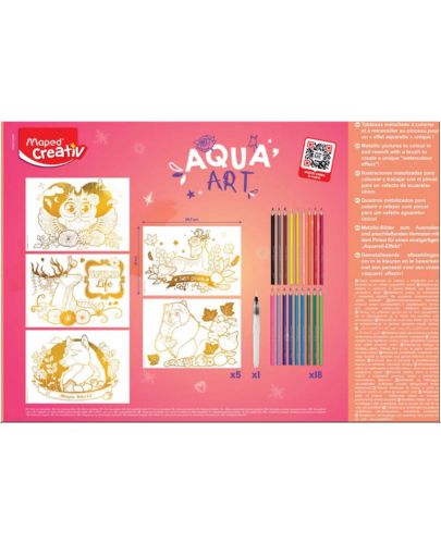 Комплект за оцветяване Maped Creativ - Aqua art, Sweet dreams, акварелни бои - 2