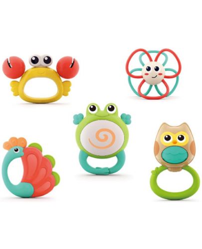 Комплект бебешки дрънкалки Hola Toys - Оркестър от животни, 5 части - 1