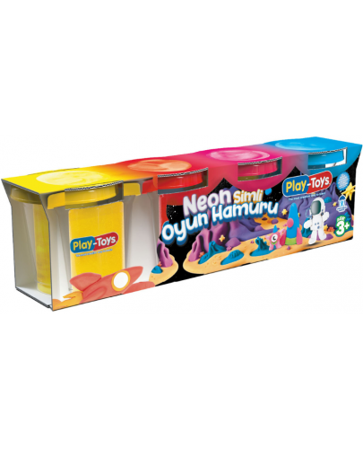 Комплект моделин Play-Toys - Неонови цветове, 400 g - 1