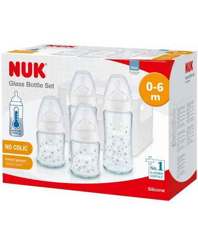 Комплект шишета Nuk First Choice - 2 x 240 ml + 2 х 120 ml, с кошница - 2