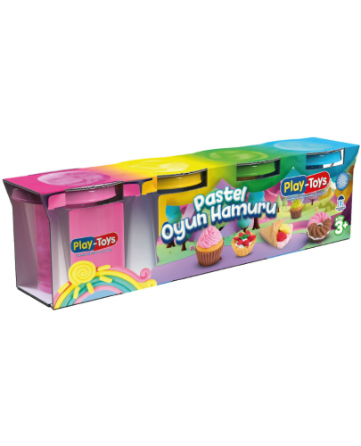 Комплект моделин Play-Toys - Пастелни цветове, 400 g - 1