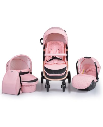 Комбинирана детска количка Cangaroo - Noble 3 в 1, розова - 2