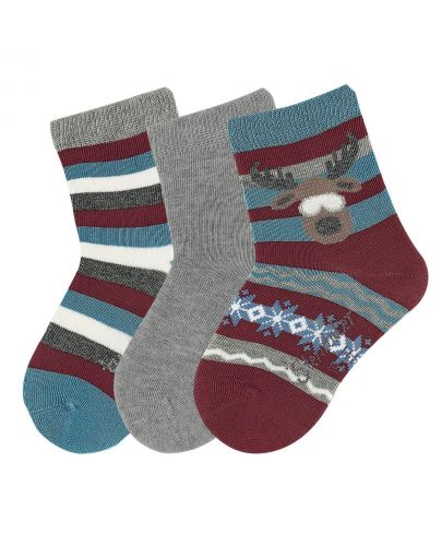 Комплект детски къси чорапи Sterntaler- 3 чифта с еленче, 17/18 размер, 6-12 месеца - 1