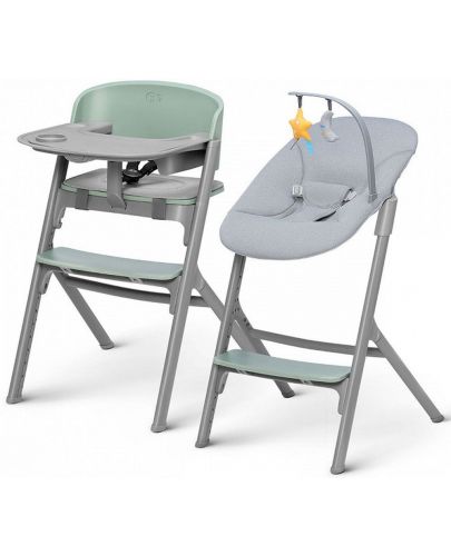 Комплект столче за хранене и шезлонг KinderKraft - Livy и Calmee, зелени - 1