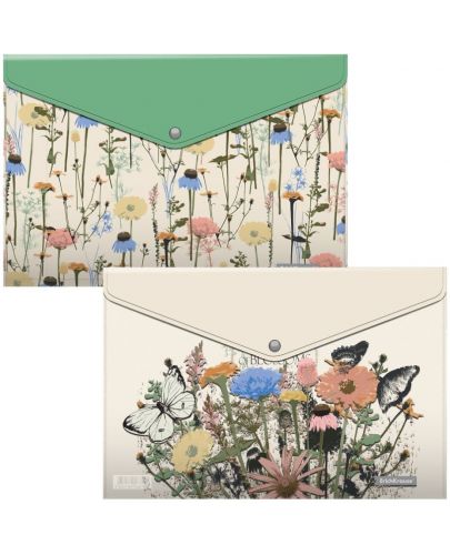 Комплект папки с копче Erich Krause - Wild Flowers, A4, 4 броя - 1