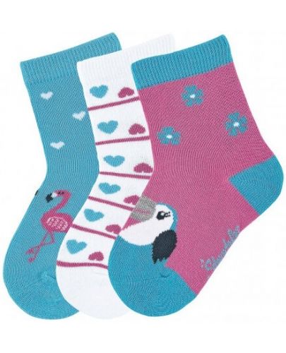 Комплект детски чорапи Sterntaler - С птици, 19/22 размер, 12-24 месеца, 3 чифта - 1