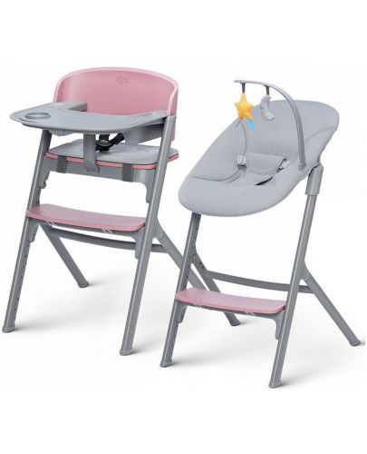 Комплект столче за хранене и шезлонг KinderKraft - Livy и Calmee, розови - 1
