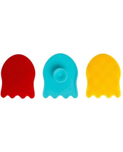 Комплект играчки за баня Ubbi - Силиконови гъби с вендузи, 3 броя - 1
