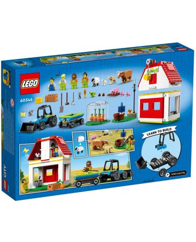Конструктор Lego City - Хамбар и животни във фермата (60346) - 2