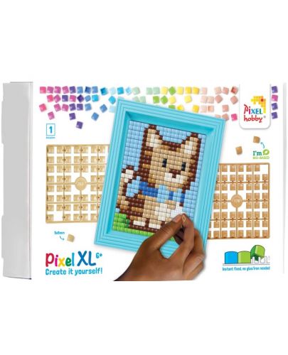 Креативен комплект Pixelhobby - Мозайка с рамка и пиксели XL, коте - 1