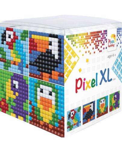 Креативен комплект с пиксели Pixelhobby - XL, Куб, птици - 1
