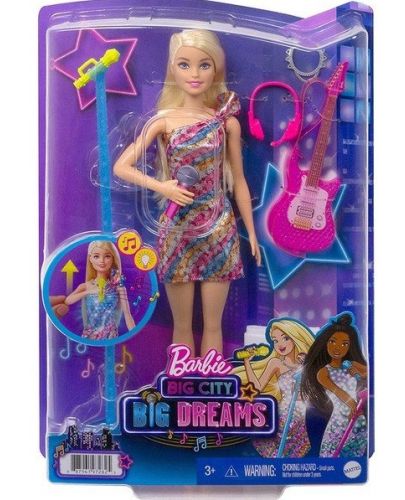 Кукла Mattel Barbie Big City - Барби Malibu, с цветна рокля и аксесоари - 1