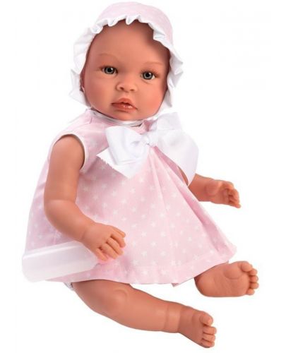 Кукла бебе Asi - Лея, с розова рокля на бели звезди, 46 cm - 1