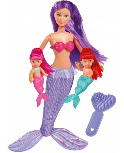 Кукла Simba Toys Steffi Love - Стефи, с лилава коса и малки русалки - 2