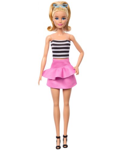 Кукла Barbie Fashionistas - С черно-бял потник и розова пола - 2