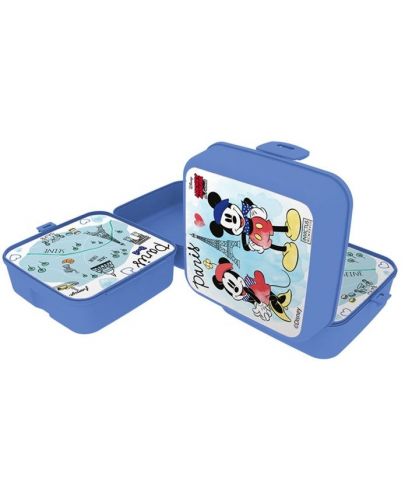 Кутия за храна Disney - Мики и Мини Маус, 1000 ml, синя - 1
