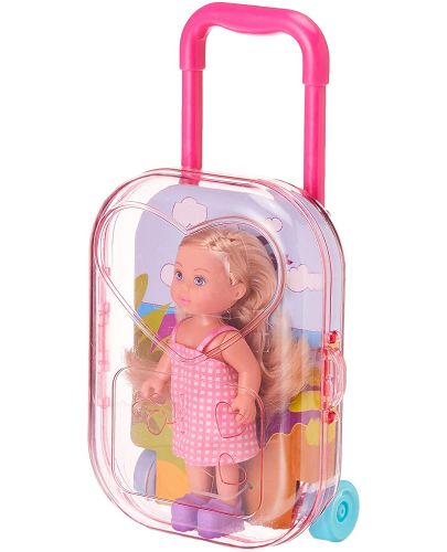 Кукла Simba Toys Evi Love - Еви в куфарче, с розова карирана рокля - 2