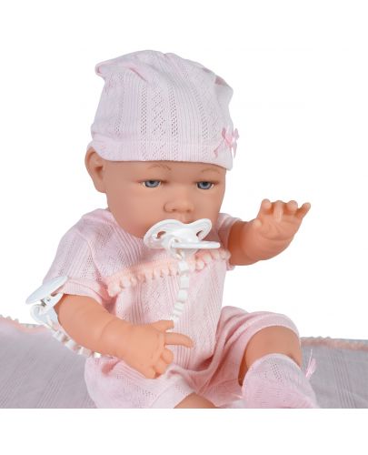 Кукла-бебе Moni - С розово одеялце и розова шапка, 41 cm - 2