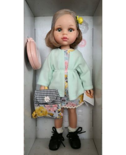 Кукла Paola Reina Amigas - Карла, със светлосиня рокля на жълти цветя, 32 cm - 1
