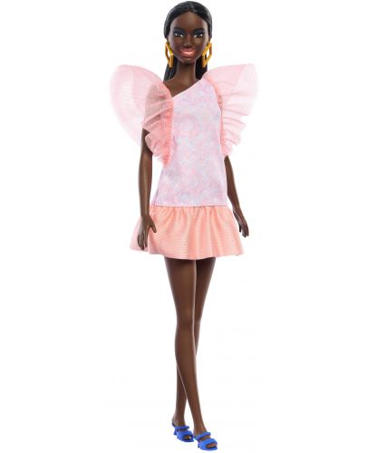 Кукла Barbie Fashionistas - С прасковена парти рокля - 2