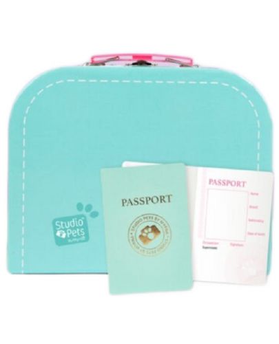 Куфарче за плюшени играчки Studio Pets - С паспорт, 16 cm, тюркоаз - 3