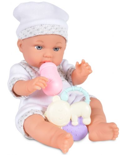 Кукла-бебе Moni - Със сиво одеялце и аксесоари, 36 cm - 2