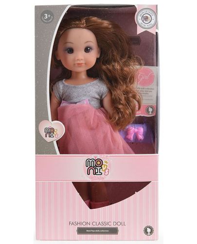 Кукла Moni - С рокля с розов тюл и розови ботуши, 36 cm - 2