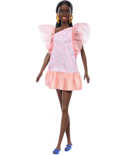 Кукла Barbie Fashionistas - С прасковена парти рокля - 1