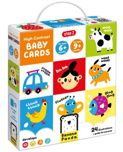 Кутия с бебешки контрастни карти Banana Panda - 6м+/9м+ - 6