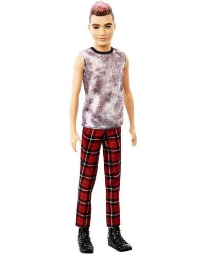 Кукла Mattel Barbie Fashionistas - Кен, с кариран панталон и потник - 1