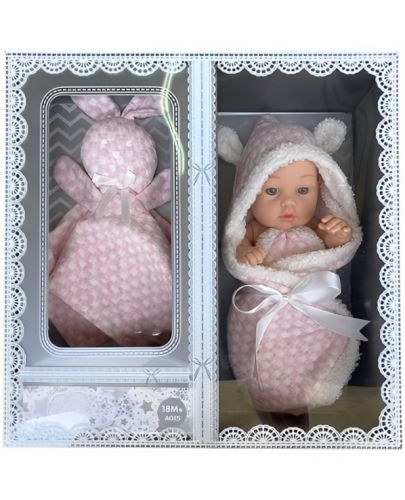 Кукла-бебе Raya Toys Baby So Lovely - Новородено с играчка, 25 cm, розова - 1