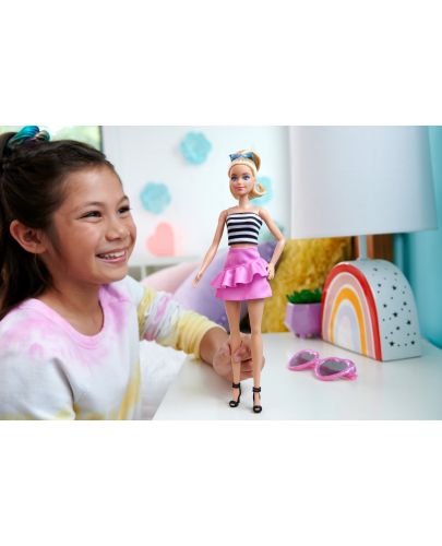 Кукла Barbie Fashionistas - С черно-бял потник и розова пола - 5