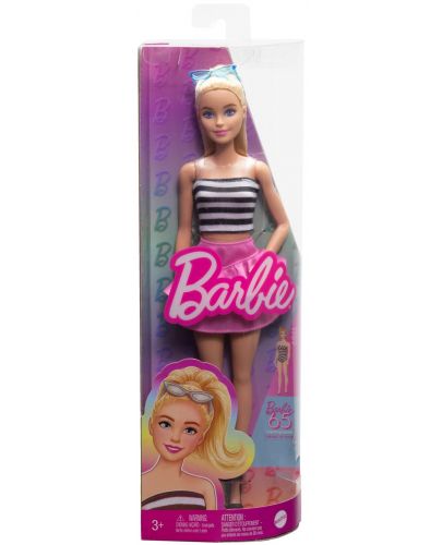 Кукла Barbie Fashionistas - С черно-бял потник и розова пола - 6