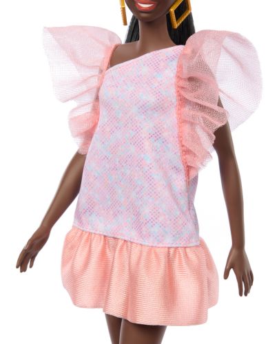 Кукла Barbie Fashionistas - С прасковена парти рокля - 4