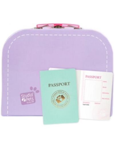 Куфарче за плюшени играчки Studio Pets - С паспорт, 16 cm, лилаво - 2