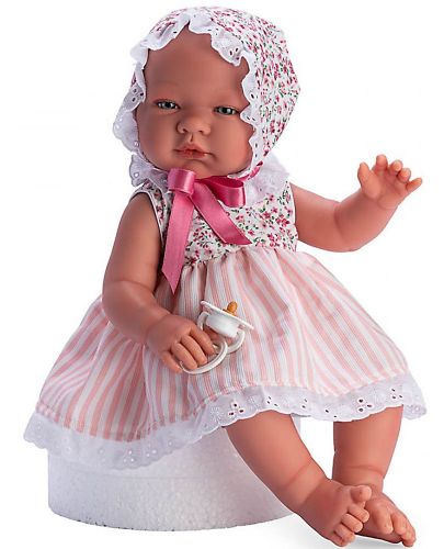 Кукла Asi - Бебе Мария, с лятна рокличка и шапка с цветя, 43 cm - 1