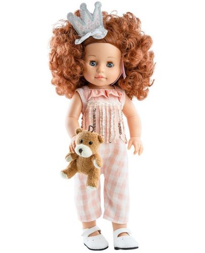 Кукла Paola Reina Soy Tú - Бека, с розов гащеризон с пайети, 42 cm - 1
