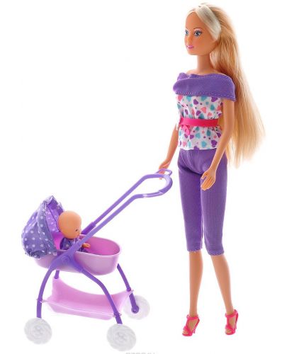Кукла Simba Toys Steffi Love - Стефи, с количка и бебе - 2