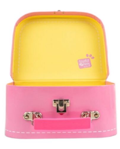 Куфарче за плюшени играчки Studio Pets - С паспорт, 16 cm, розово - 2