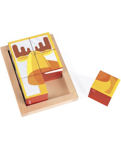 Кубчета в дървена кутия  Janod - Горски животни - 4