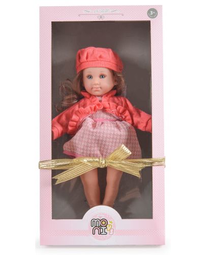 Кукла Moni - С розова рокля, жилетка и шапка, 46 cm - 2