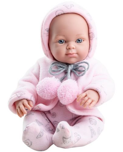 Кукла-бебе Paola Reina Mini Pikolinеs - С розови ританки и наметало с помпон, 32 cm - 1
